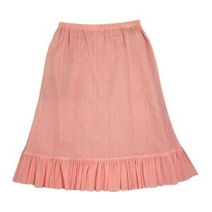 Cottagecore Pink Cotton Midi Skirt